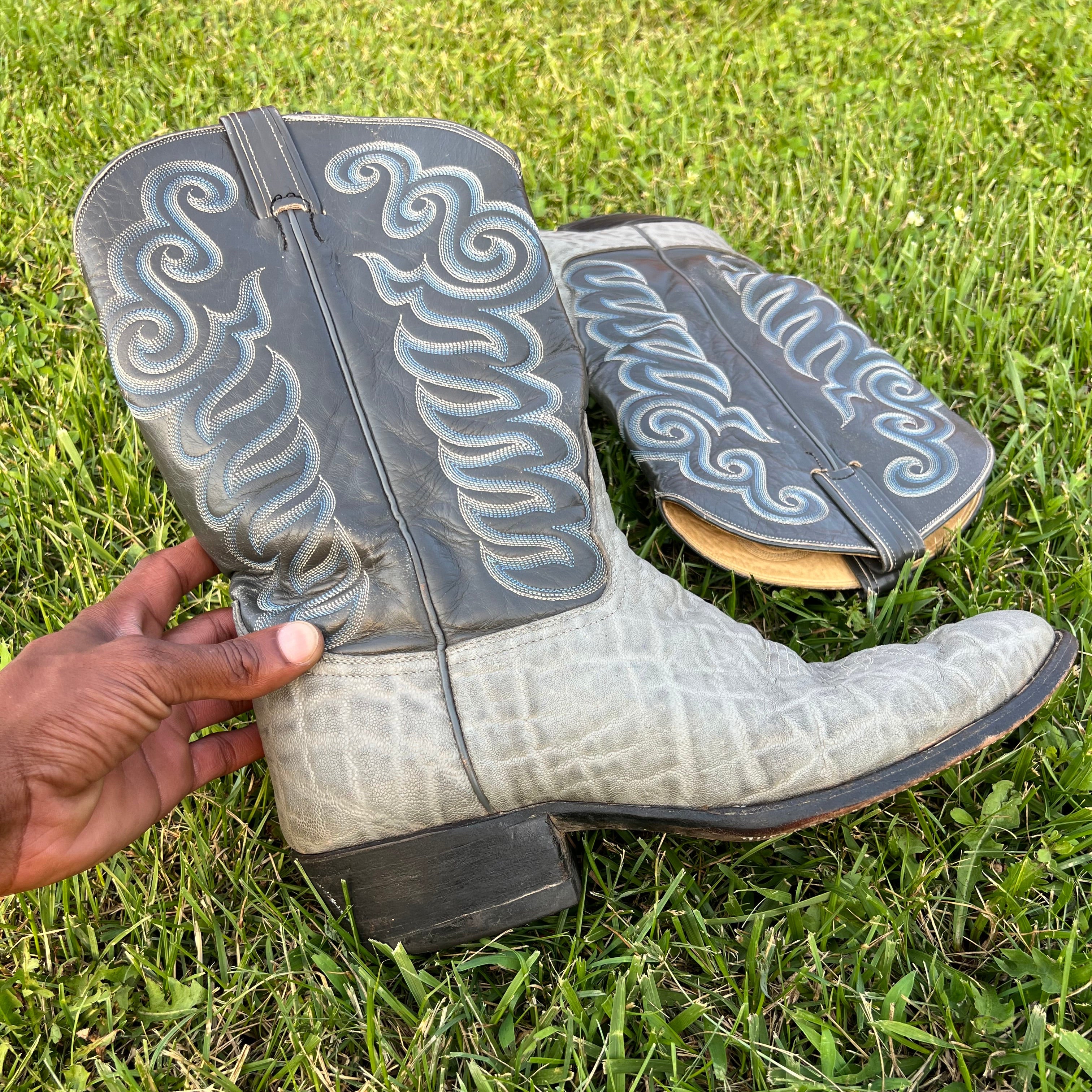 Rare Vintage Tony Lama Elephant Hide Boots