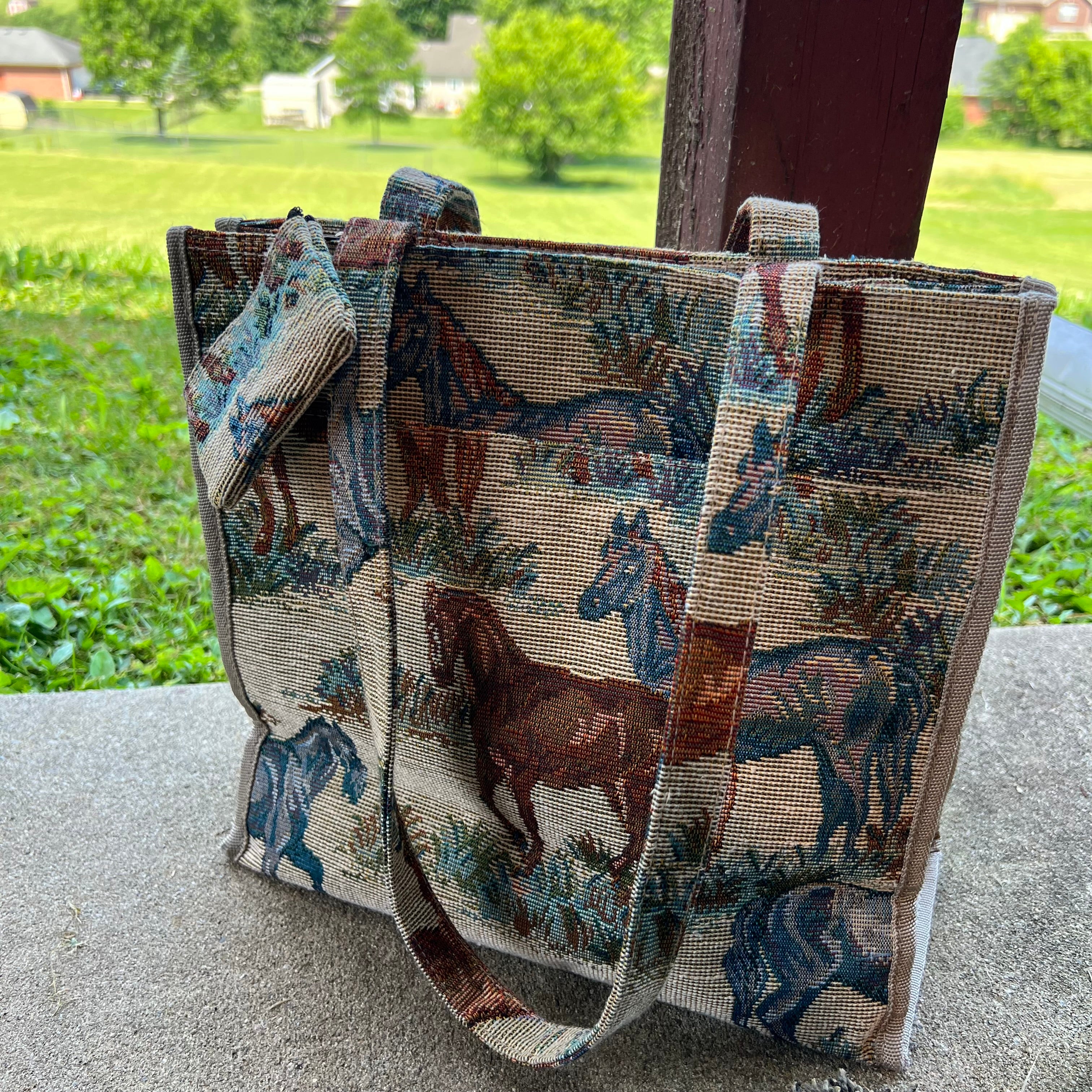 Woven Horse Tapestry Tote