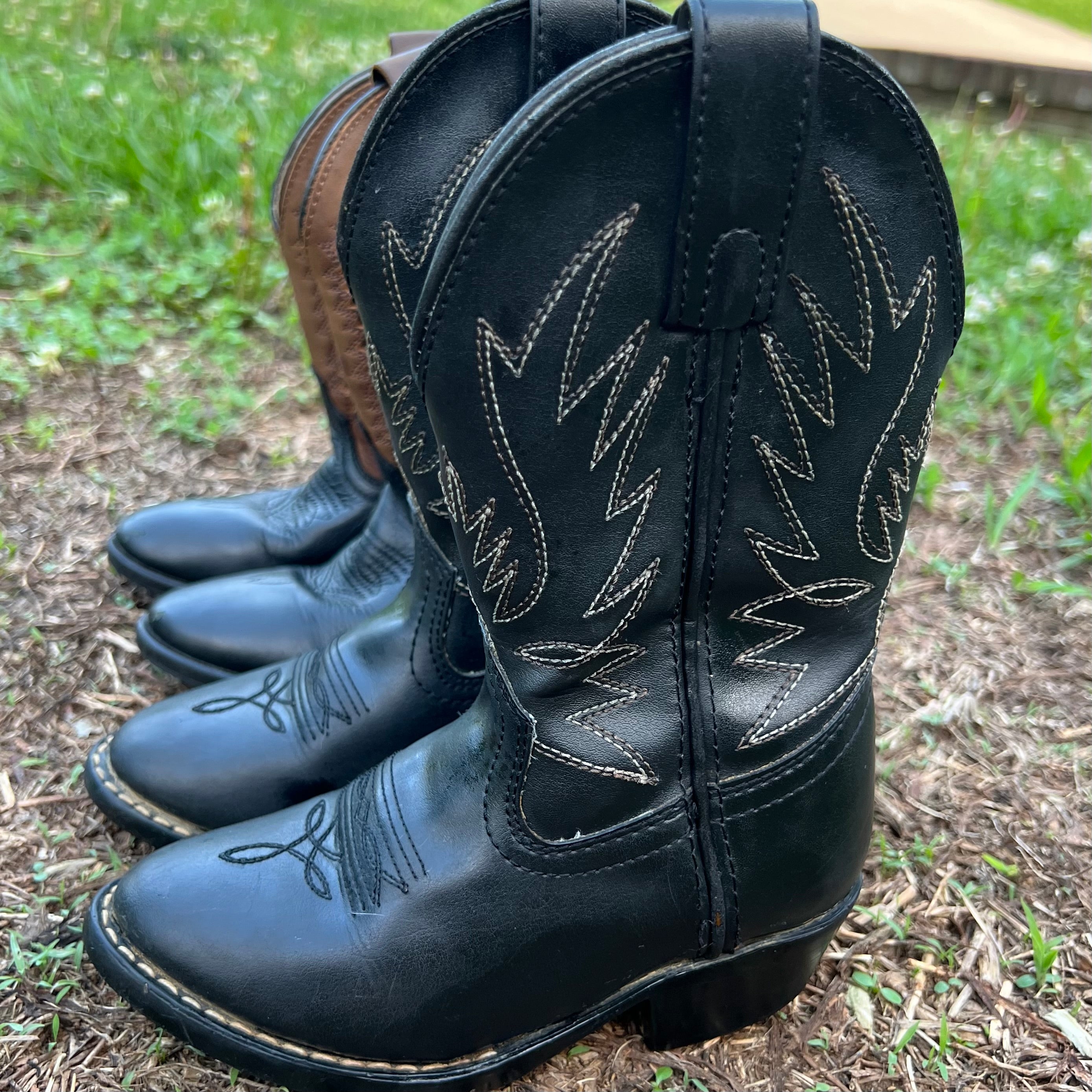 Pocono Western Toddler Boys Solid Black Country Cowboy Boots | Size 8.5 Toddler (8.5T) Wide