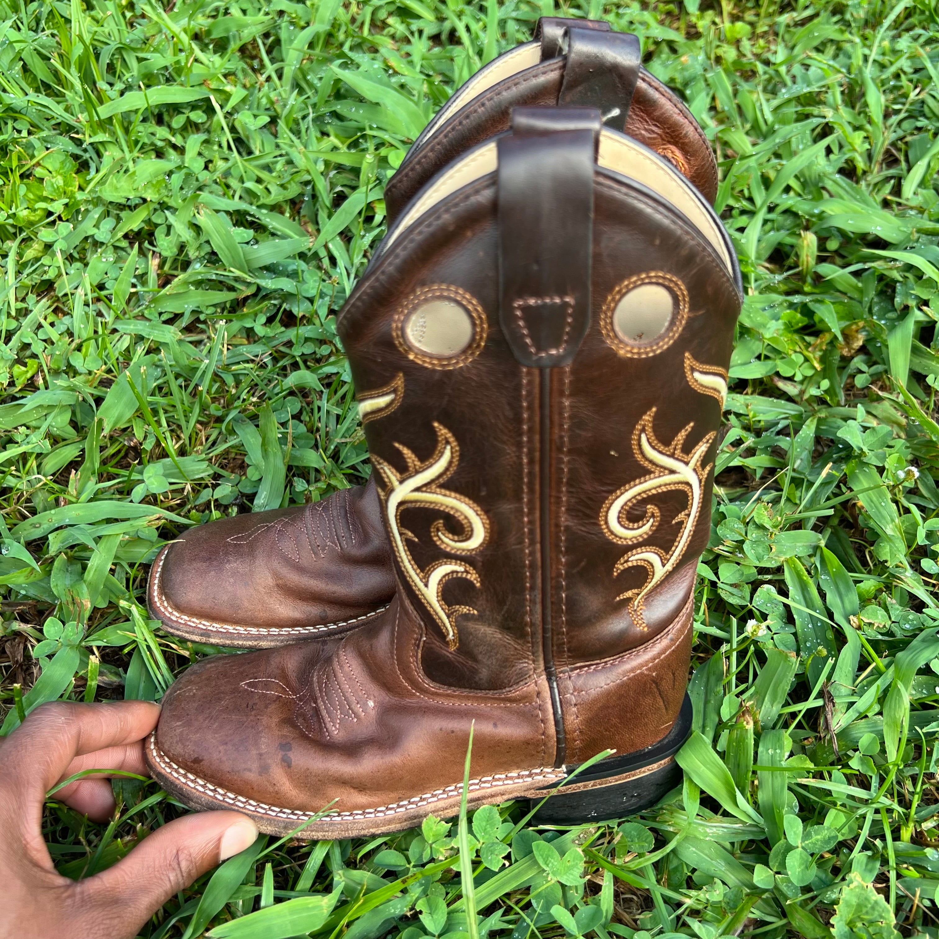 Old West Toddler Leather Western Boots