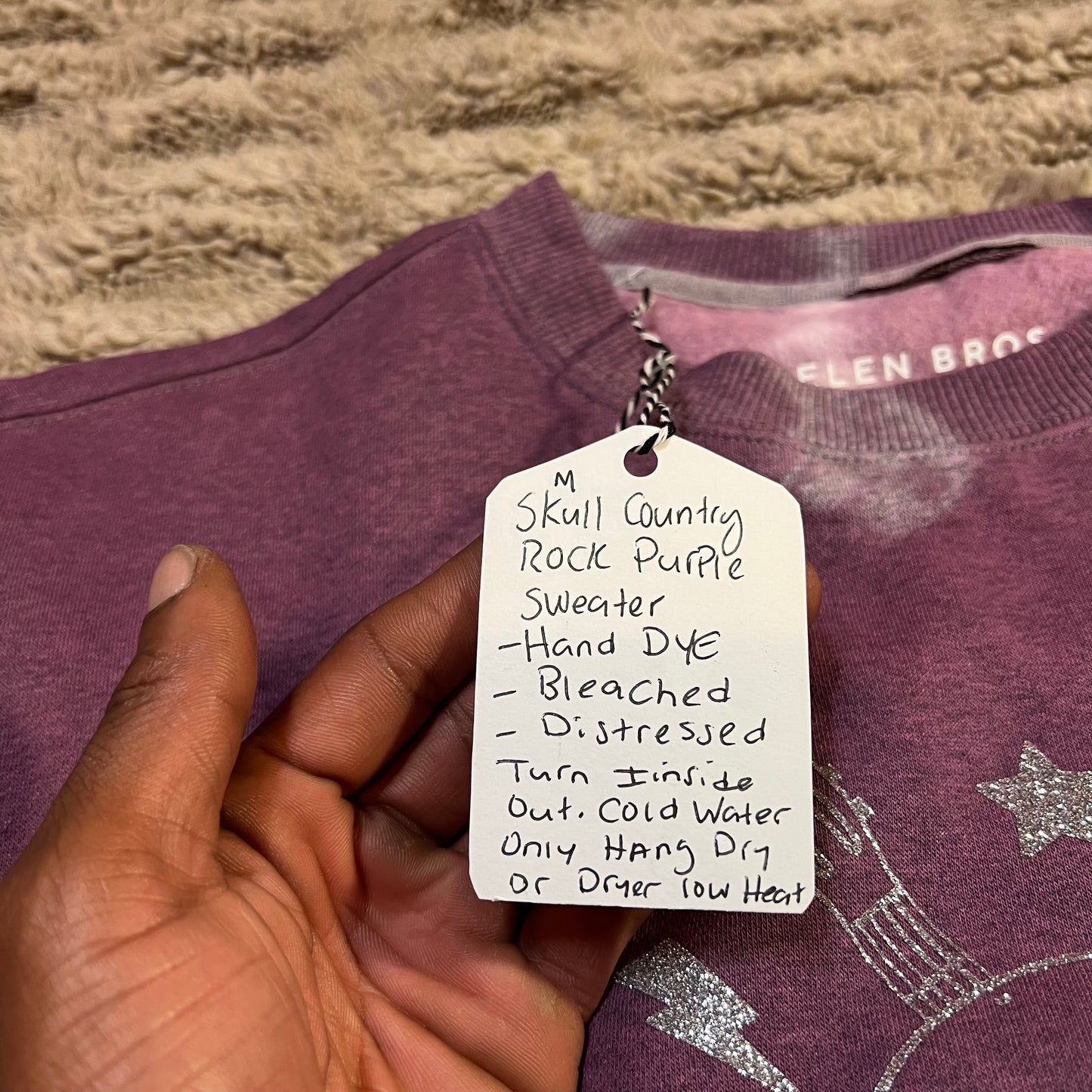 Country Rock Skull Sweater – Hand Dyed Distressed Purple