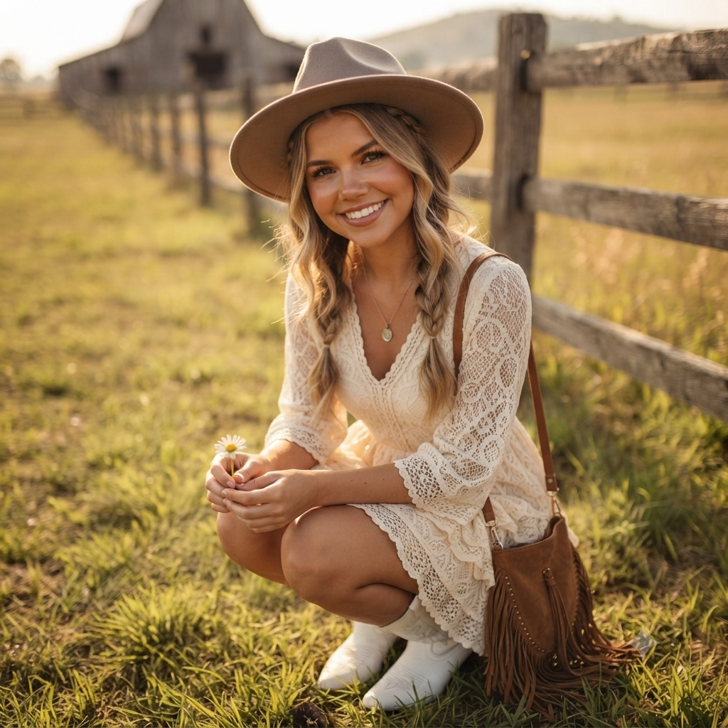 Bourbon Cream White Cowgirl Western Boots