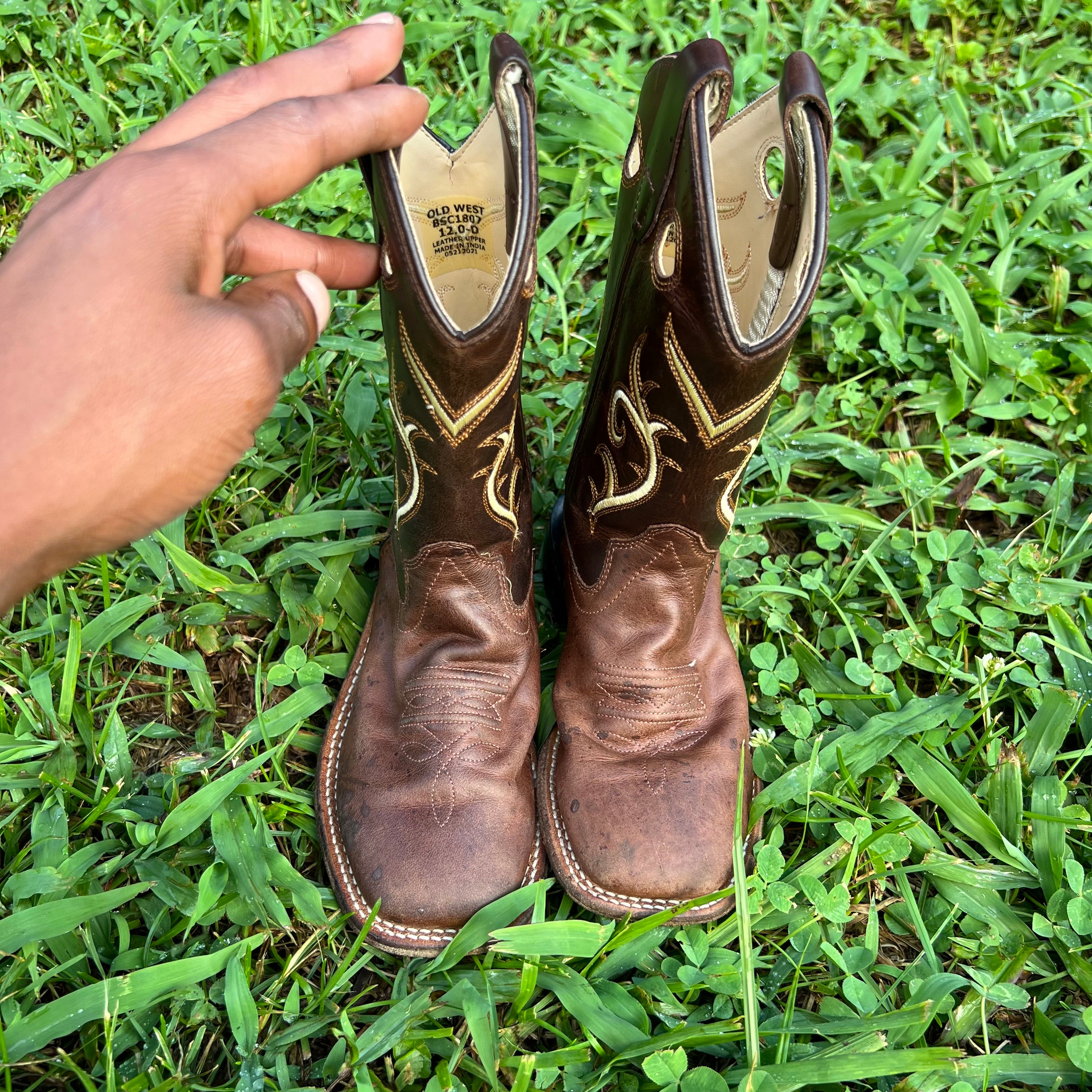 Old West Toddler Leather Western Boots