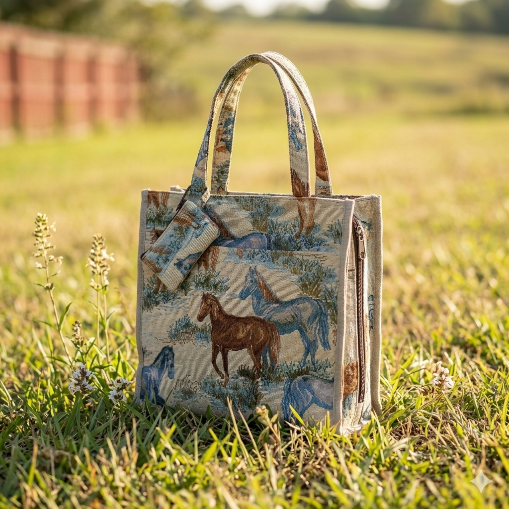 Woven Horse Tapestry Tote