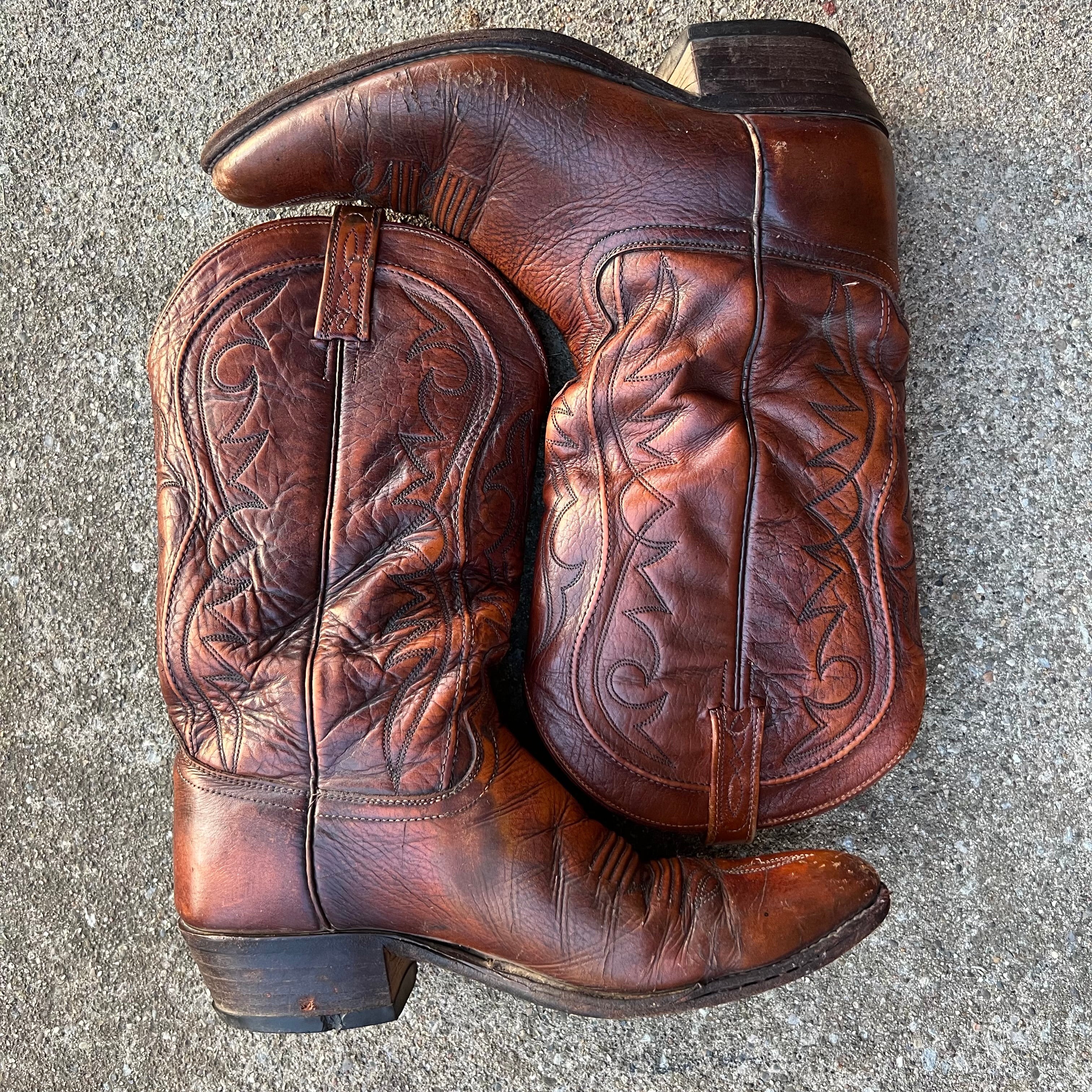 Vintage Dan Post Leather Cowboy Boots