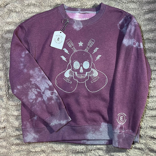 Country Rock Skull Sweater – Hand Dyed Distressed Purple