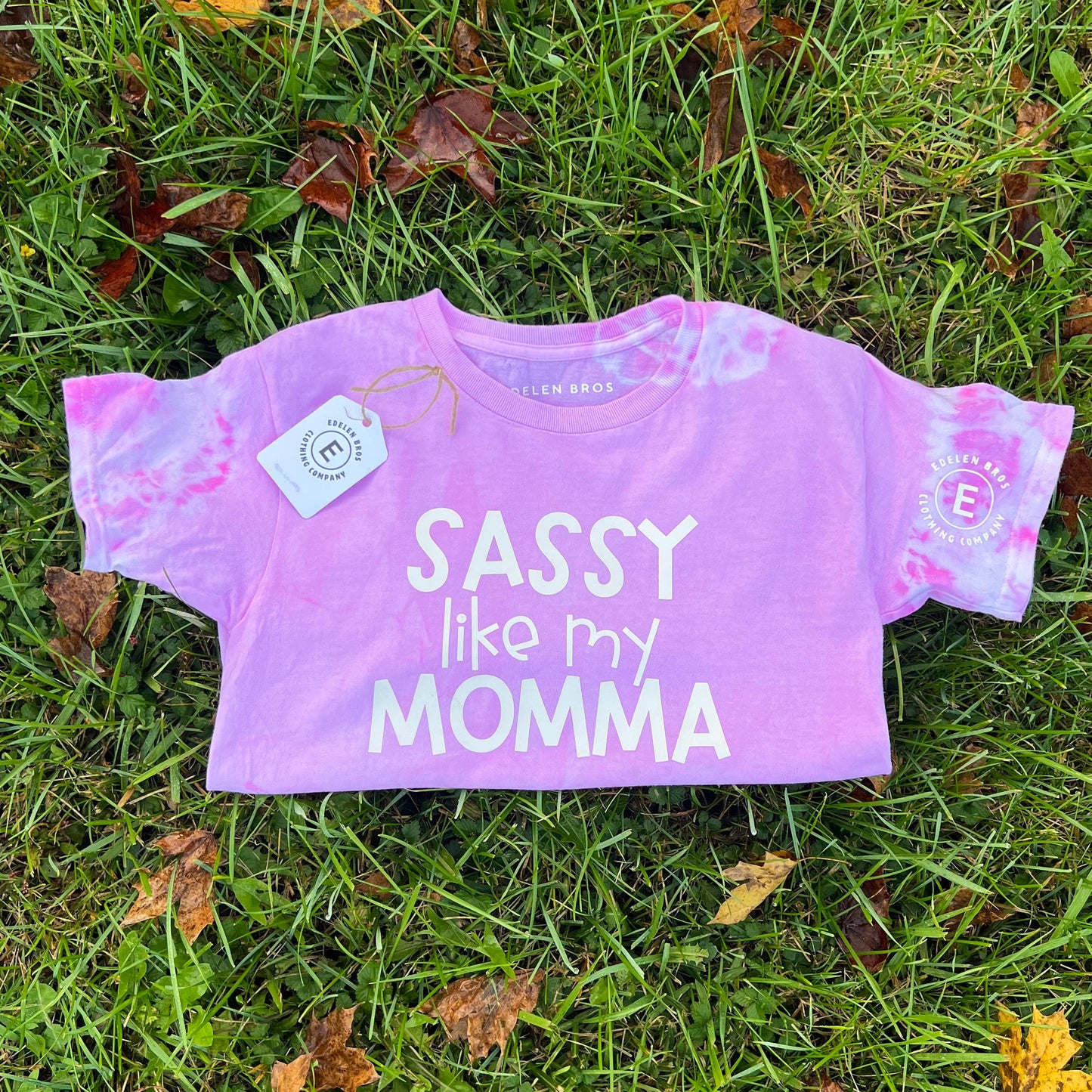 Sassy Like My Momma Youth T-Shirt Pink Tie-Dye Girls Country Tee