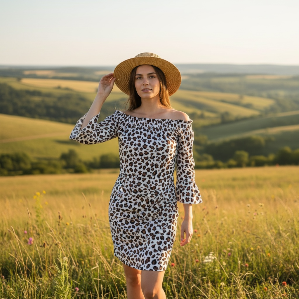 Leopard Print Off Shoulder Dress | Bardstown Boutique