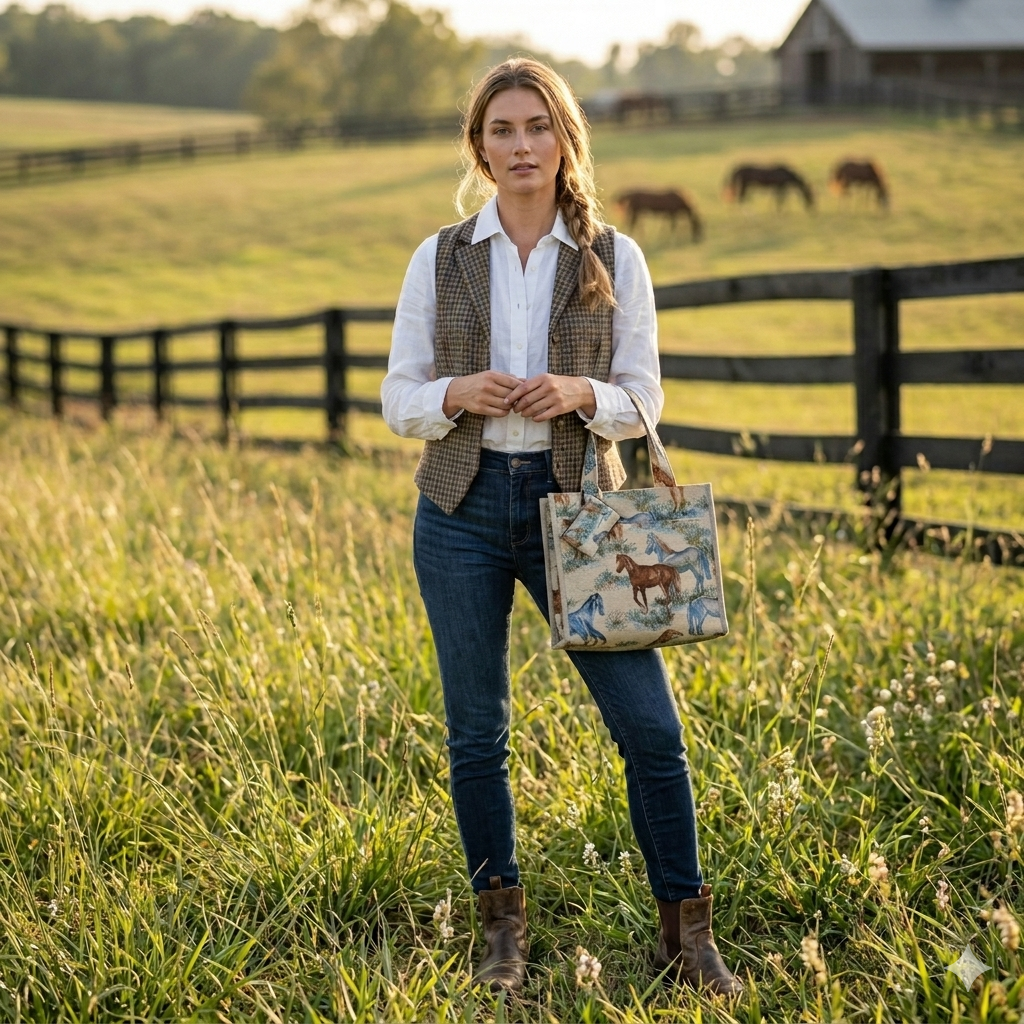 Woven Horse Tapestry Tote